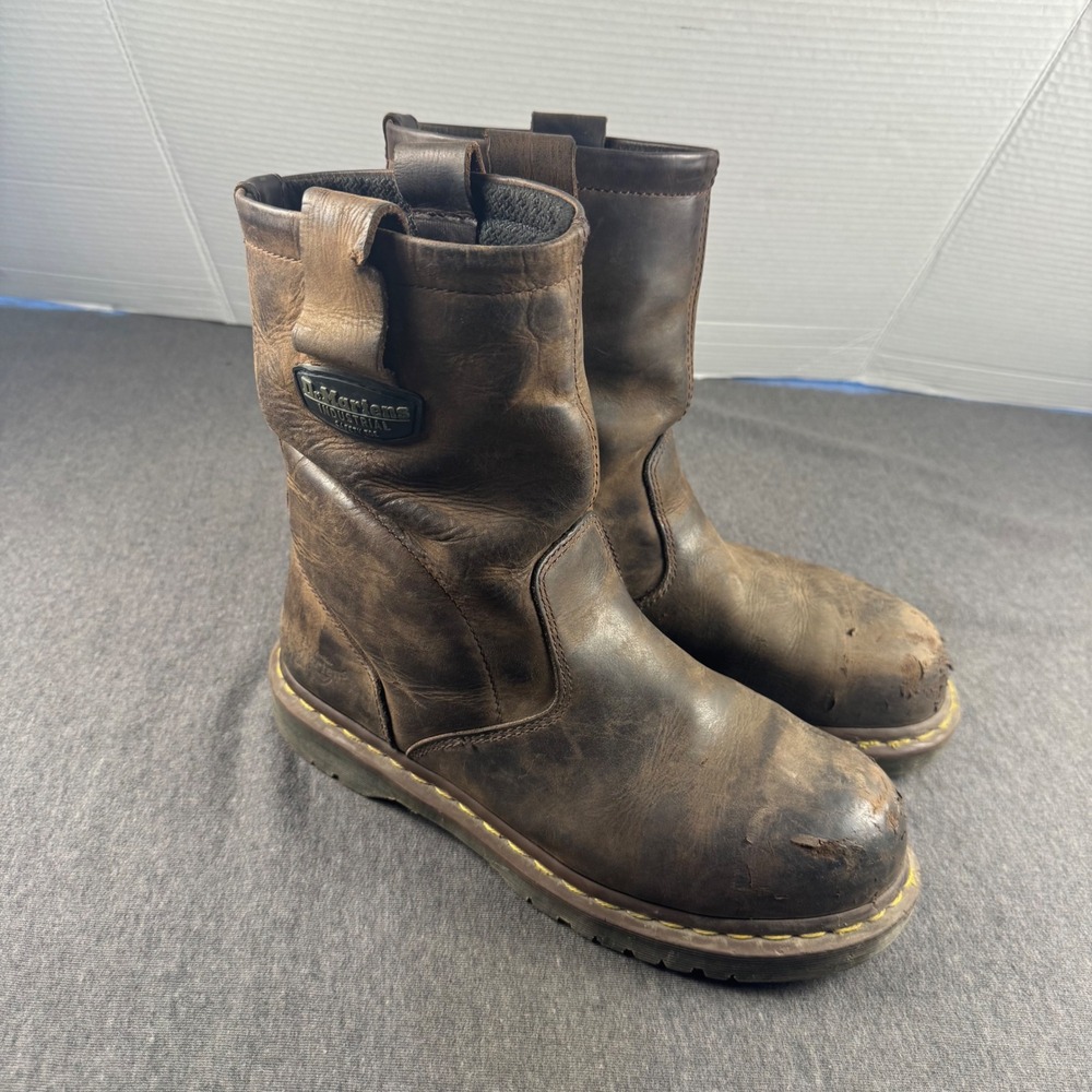 Dr. Martens Industrial Mens Steel Toe Brown Leather Work Boots 80/SAF/W Size 9